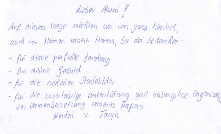 Dankschreiben 2 von Angehörigen an Bestattungen Joachim Männer